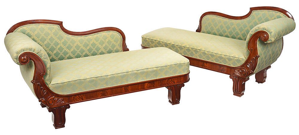 Appraisal: Fine Pair of Boston Classical Mahogany Recamiers circa s each