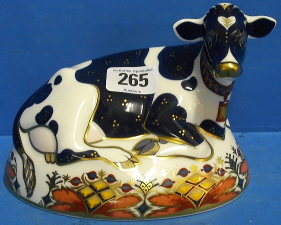 Appraisal: Royal Crown Derby Paperweight Friesian Cow Boxed