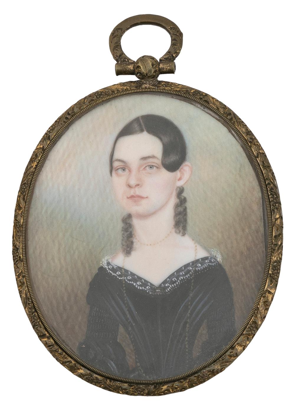 Appraisal: MINIATURE PORTRAIT OF A YOUNG WOMAN TH CENTURY LENGTH MINIATURE