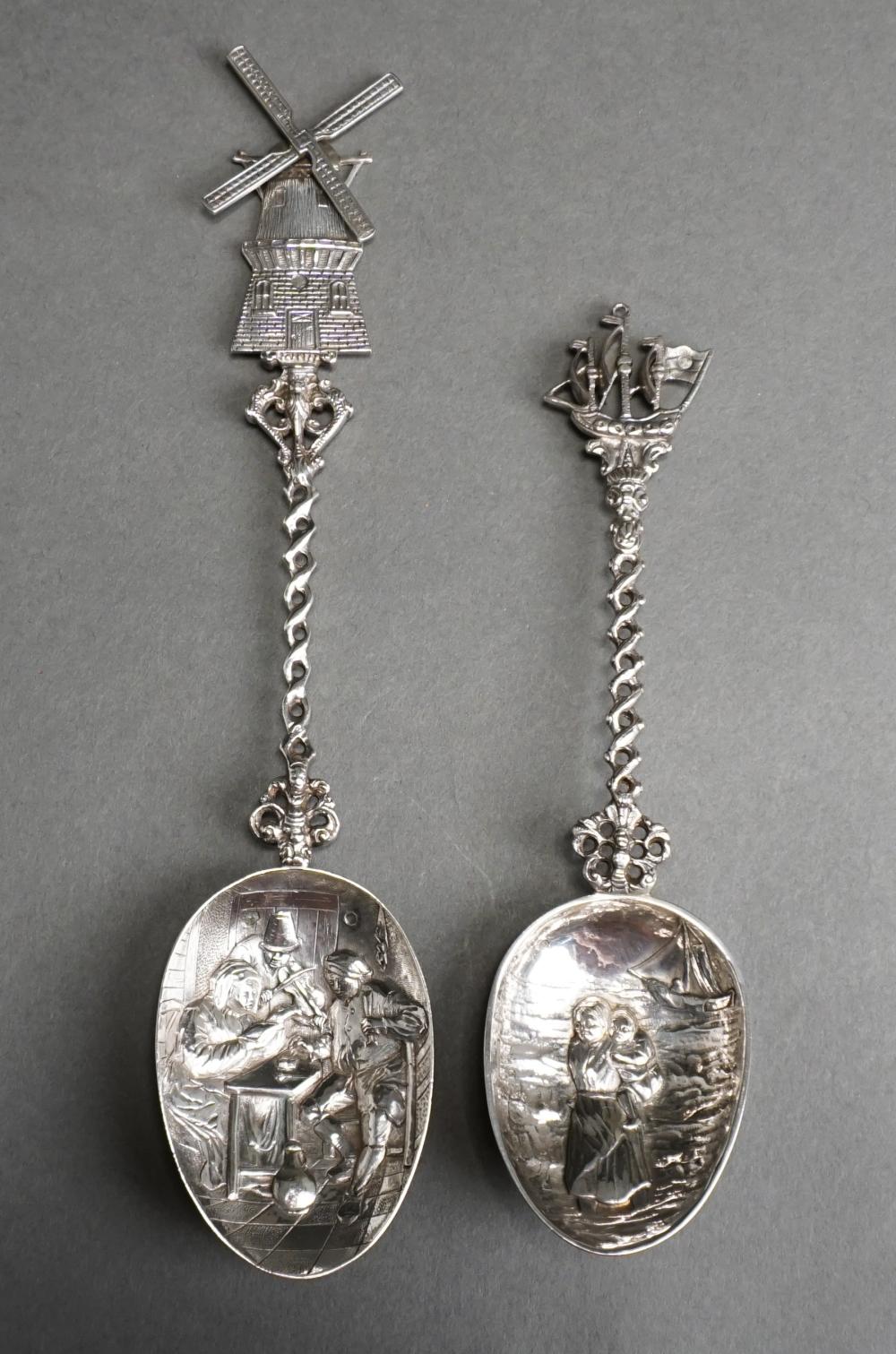 Appraisal: Pair Dutch -Silver Figural Serving Spoons ozt