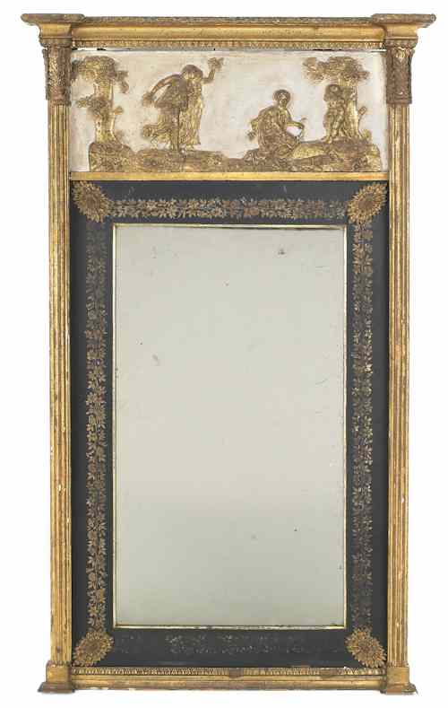 Appraisal: Hepplewhite giltwood mirror ca the frieze with a relief scene