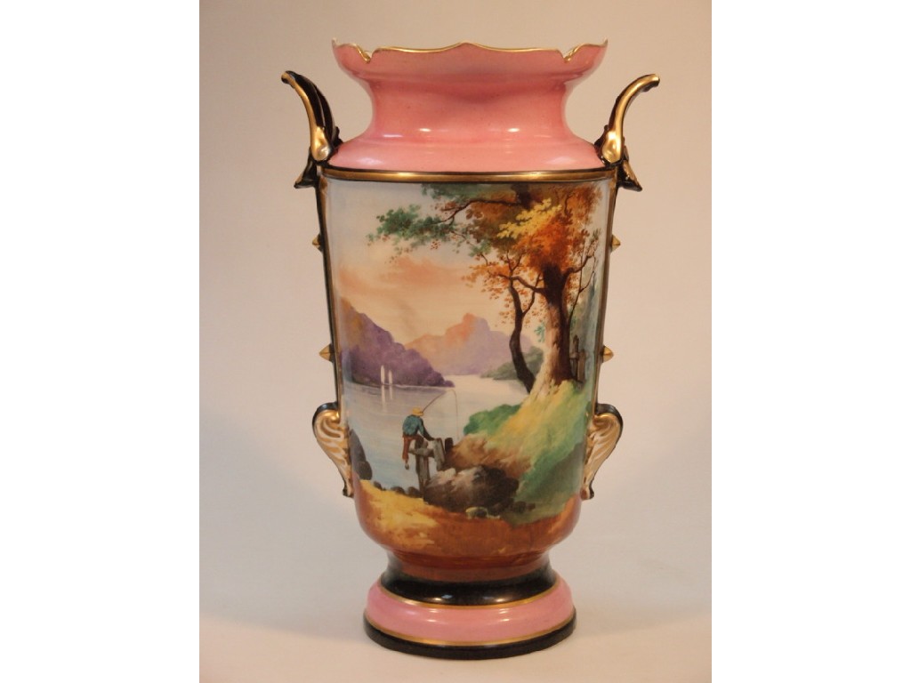 Appraisal: A large Paris porcelain vase with inverted rim and two