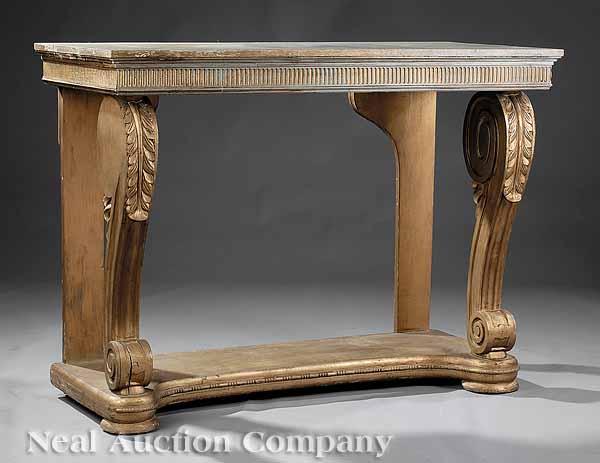 Appraisal: A Painted and Gilded Console Table in the Empire Taste