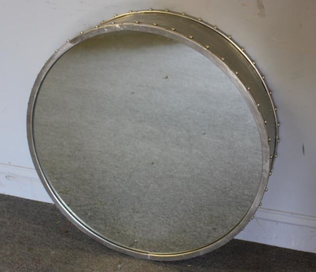 Appraisal: Modern Drum Form Mirror Contemporary deep mirror with round glass