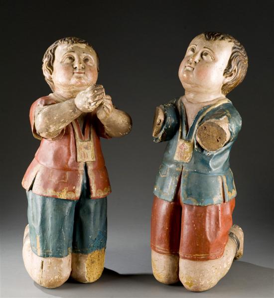 Appraisal: French hand carved and painted Trinitarian penitent figures th th