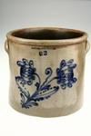 Appraisal: CROCK - Three gallon stoneware crock with blue floral decoration