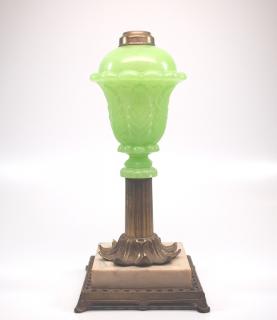 Appraisal: Pressed Acanthus Leaf oil fluid lamp A mid th century