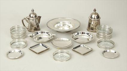 Appraisal: Assorted American Silver Small Table Articles Including twelve ashtrays eight