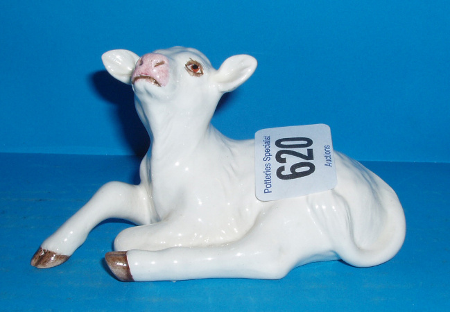 Appraisal: Rare Model Of a Calf Lying In White Gloss With