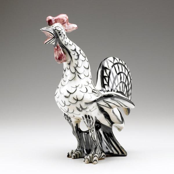 Appraisal: GWEN LUX WPA Glazed ceramic rooster sculpture Cock O the