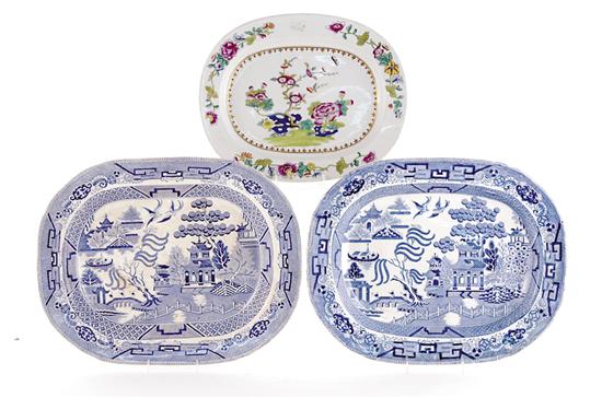 Appraisal: English earthenware and ironestone platters Spode platter circa - border