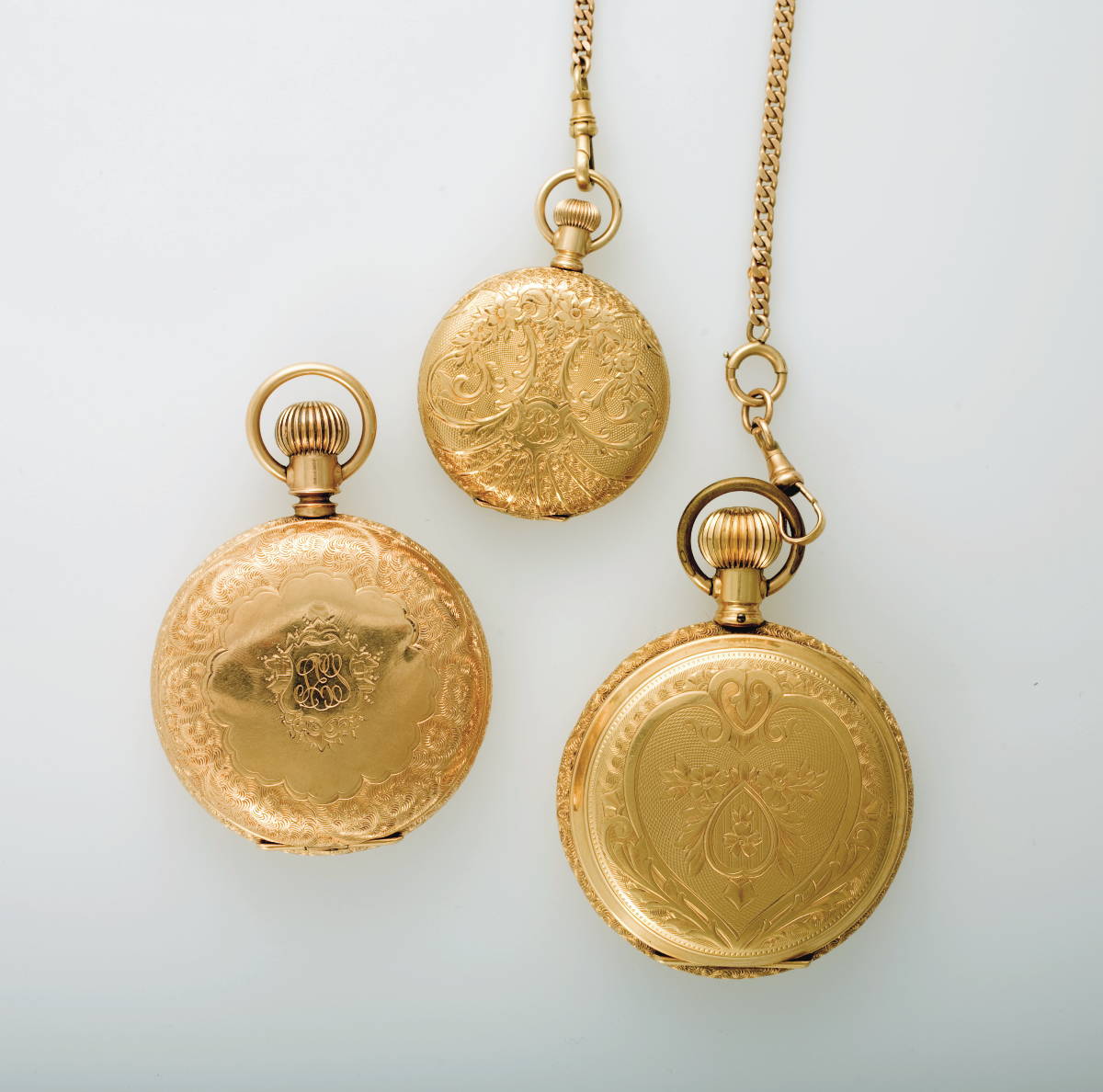 Appraisal: THREE AMERICAN WALTHAM COMPANY POCKET WATCHES Each in a hunting