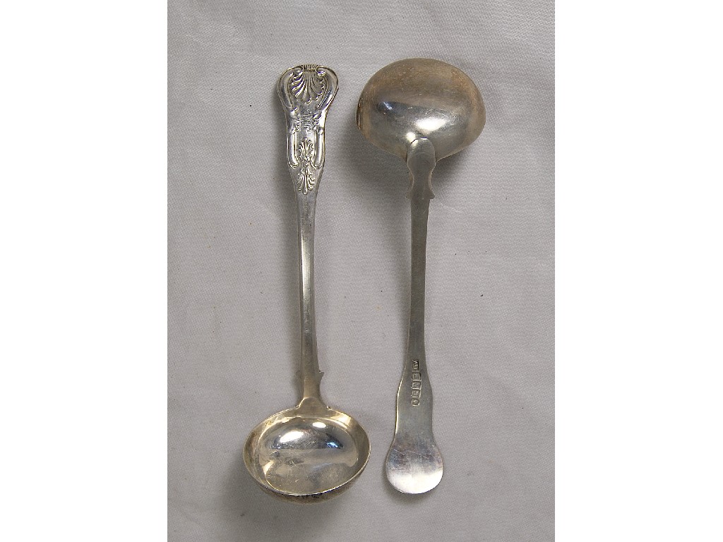 Appraisal: Pair of Scottish King's Pattern silver sauce ladles Glasgow