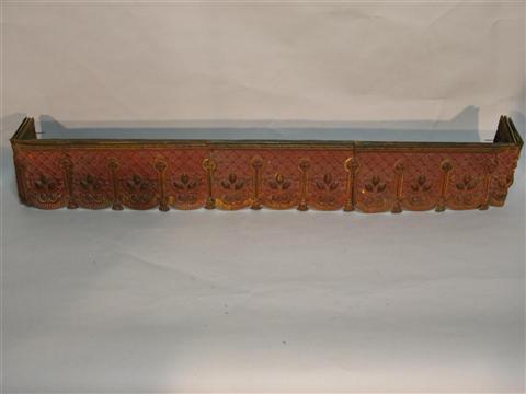 Appraisal: VICTORIAN PAINTED AND PRESSED METAL PELMET The valance impressed with