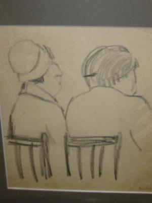 Appraisal: PEARL BINDER - Two Old Ladies crayon sketch signed in