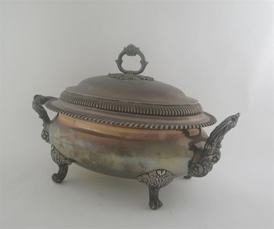 Appraisal: An Old Sheffield plated soup tureen and cover of bellied