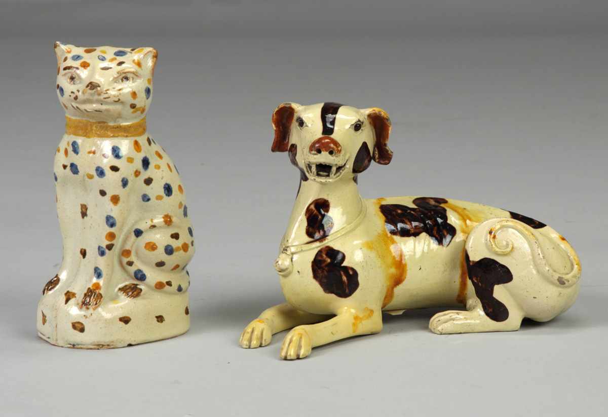 Appraisal: Rare Early Asterbury Dog th cent Multi-colored spotted decoration Condition