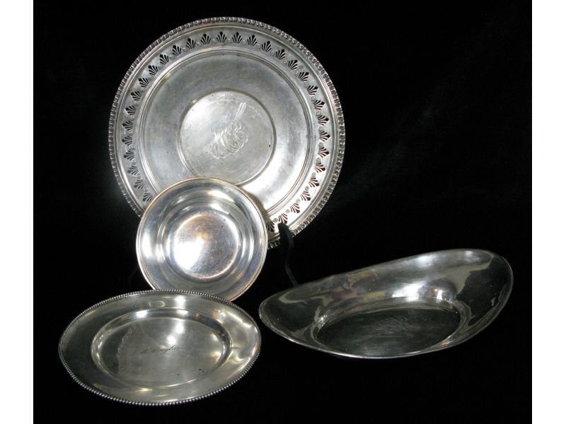 Appraisal: Four Sterling Serving Pieces the first an oval monogrammed bread