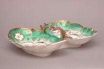 Appraisal: Double-Well Porcelain Basket Royal Vienna The handled basket featuring designs