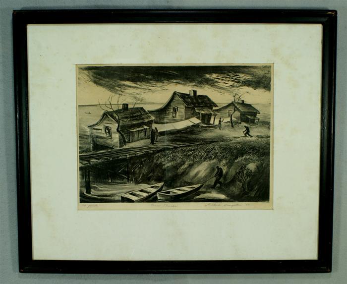 Appraisal: Mildred Bernice Nungester American MS AL b lithograph River Shacks