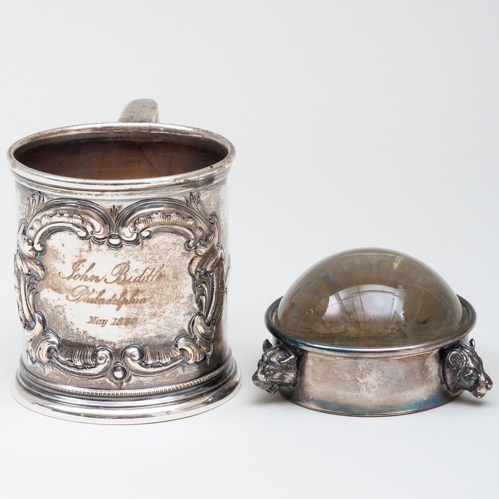 Appraisal: Italian Silver-Mounted Magnfying Glass and a J E Caldwell Coin