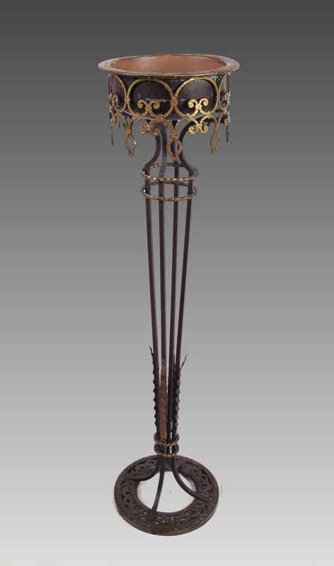 Appraisal: OSCAR BACH ERA IRON FERN STAND Scrolled and gilt iron