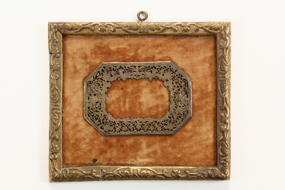 Appraisal: EARLY OPENWORK FRAME - Pierced and Engraved Miniature Frame in