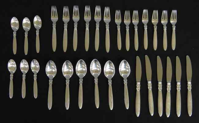 Appraisal: Georg Jensen sterling silver service for flatwear ''Cactus Pattern'' Includes