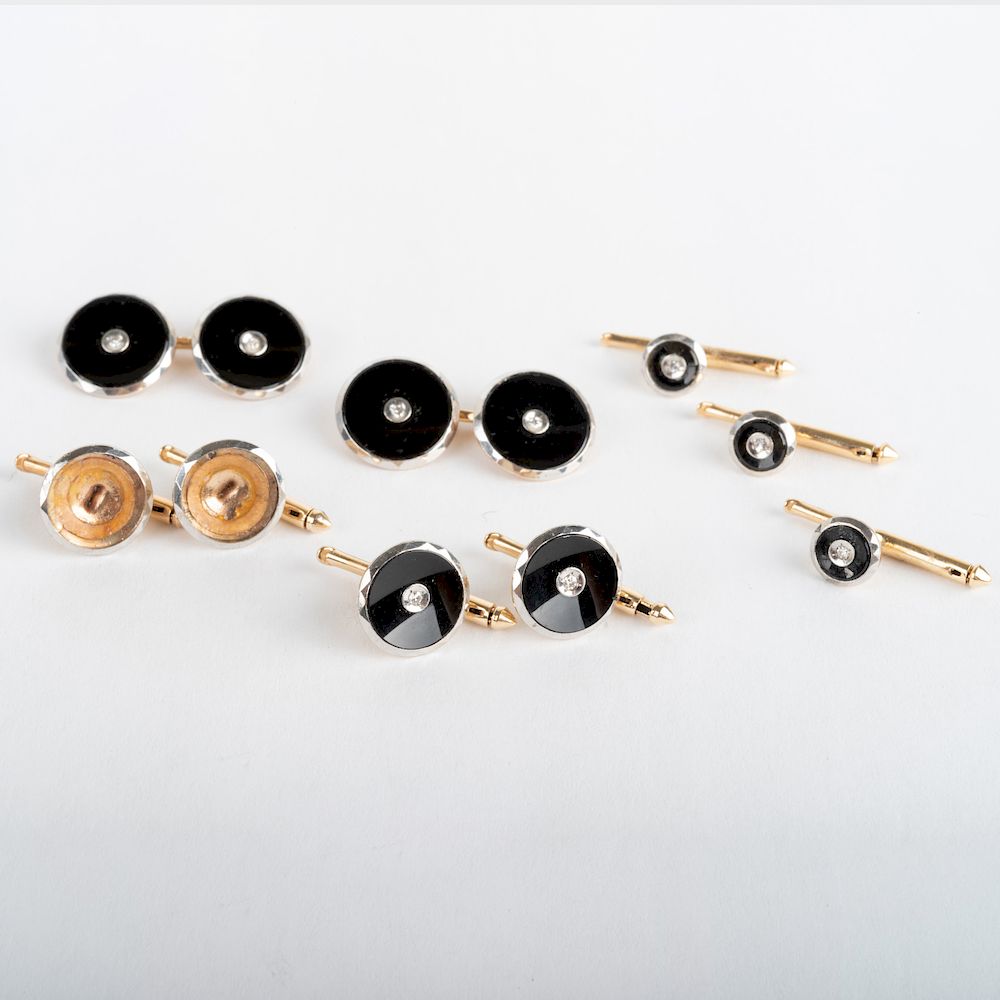 Appraisal: Gentlemans k Yellow and White Gold Diamond and Onyx Dress