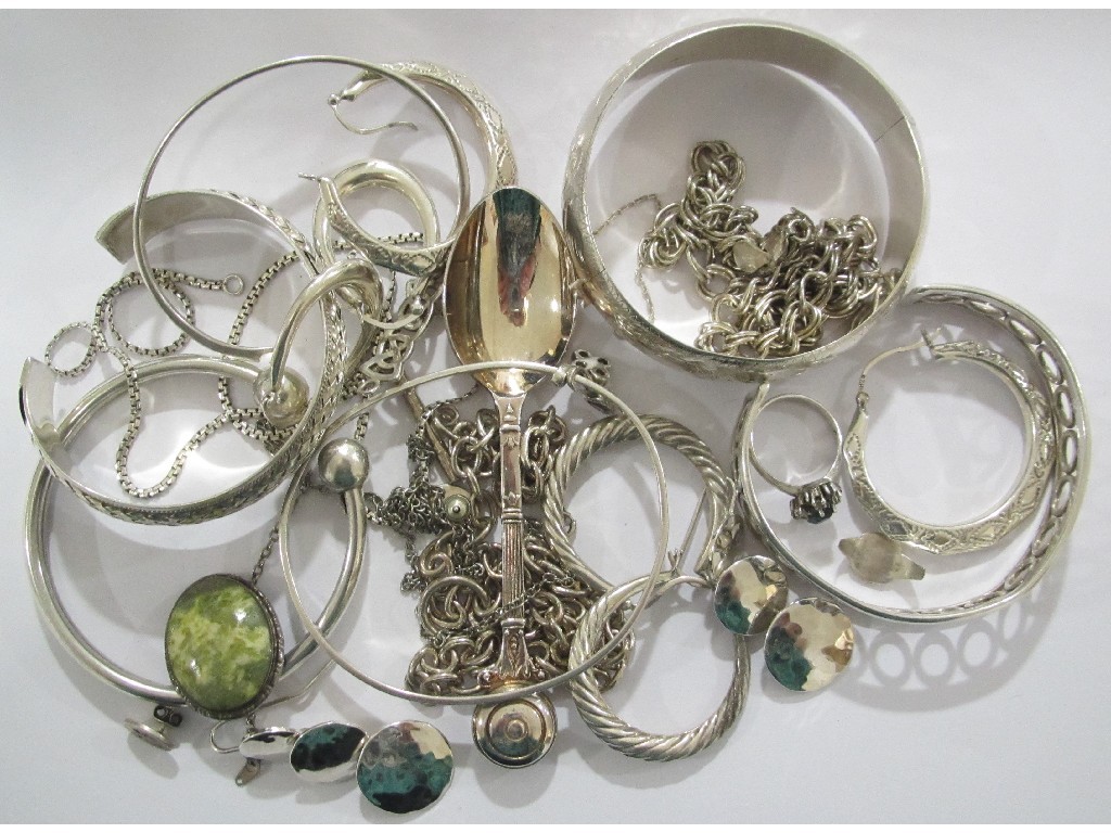 Appraisal: Lot comprising an EPNS spoon and some silver jewellery to