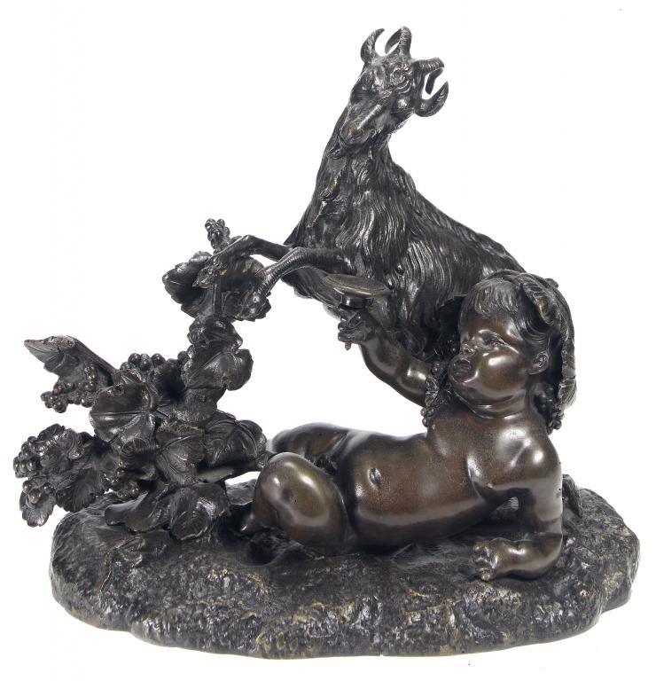 Appraisal: A BRONZE GROUP OF A CHILD OF BACCHUS AND GOAT