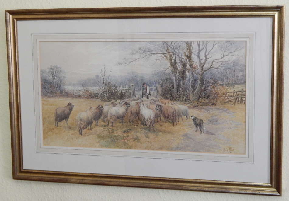 Appraisal: Charles Pigott - Shepherd and sheep watercolour signed cm x