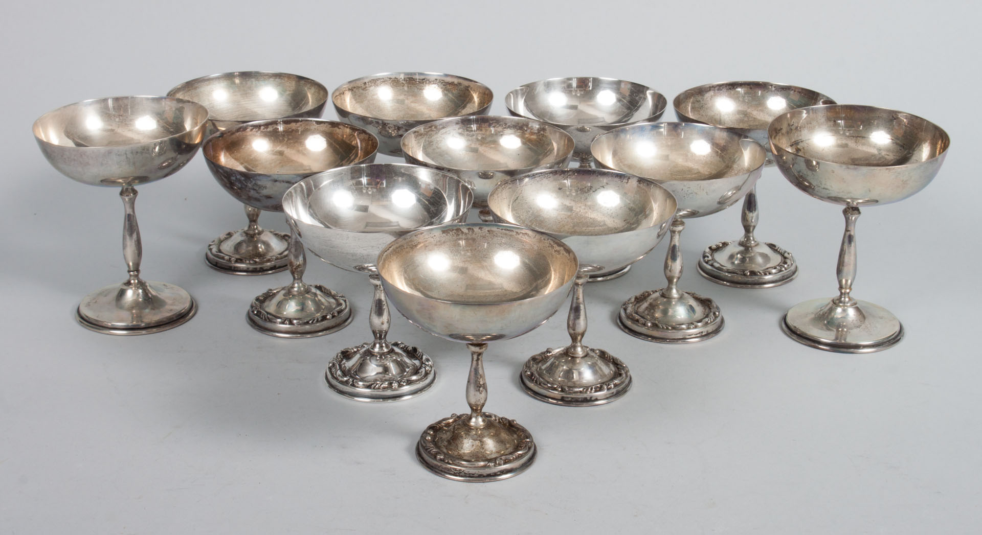 Appraisal: Ten Mexican sterling silver sherbets in H together with two