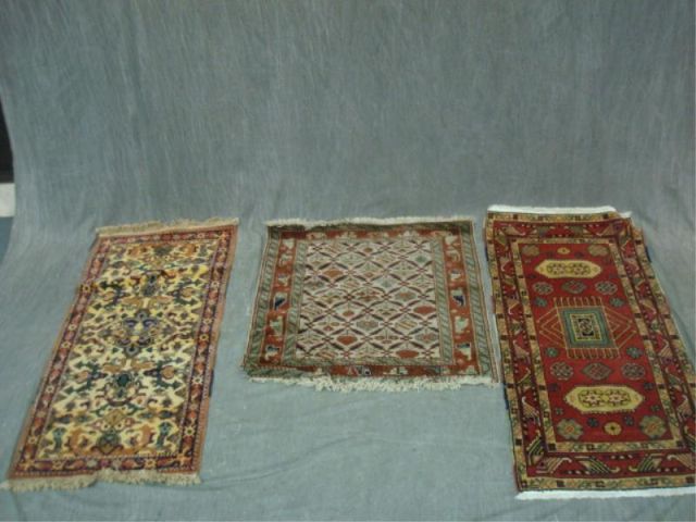 Appraisal: Three handmade Persian throw rugs From a Bronx NY home