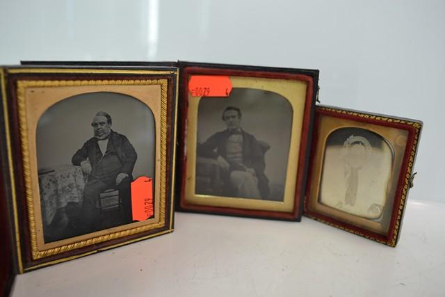 Appraisal: TWO QUARTER PLATE AMBROTYPES AND A SIXTH PLATE DAGUERREOTYPE