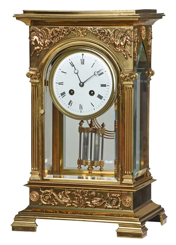 Appraisal: French Crystal Regulator Mantel Clock th th century architectural form