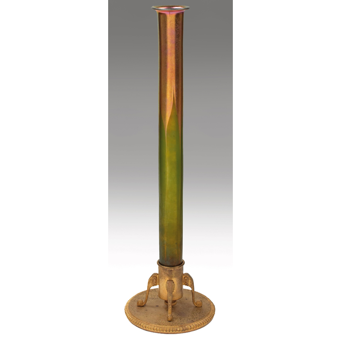 Appraisal: Tiffany Studios vase pulled feather Favrile glass vase on a