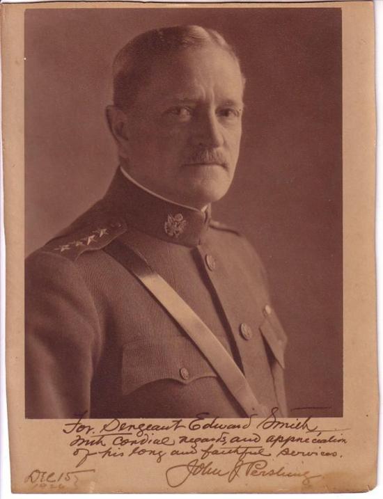 Appraisal: PERSHING JOHN J Photograph Signed and Inscribed For Sergeant Edward