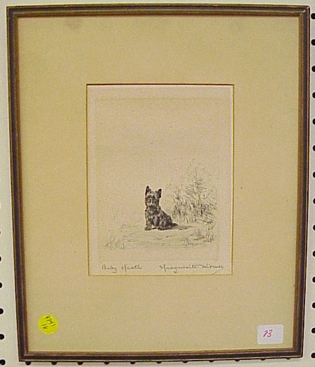 Appraisal: Marguerite Kirmse American - etching Baby Heath Scottie in landscape