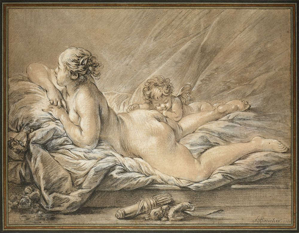 Appraisal: attributed to FRANCOIS BOUCHER French - A DRAWING Venus Allong