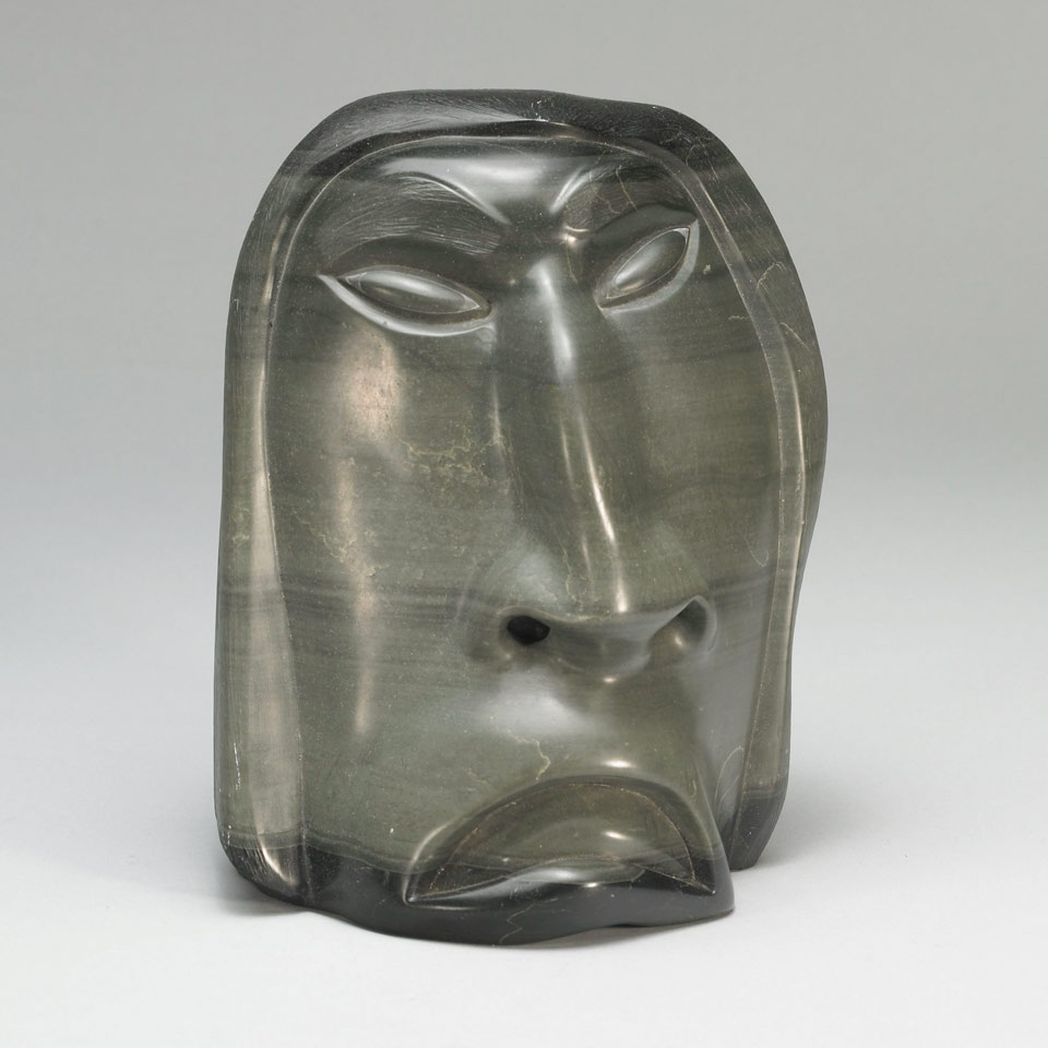 Appraisal: JOHNASSIE KAVIK - E - Sanikiluaq FROWNING FACE stone signed