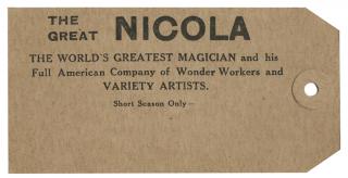 Appraisal: Nicola Louis The Great Nicola Two Pieces of Ephemera Circa