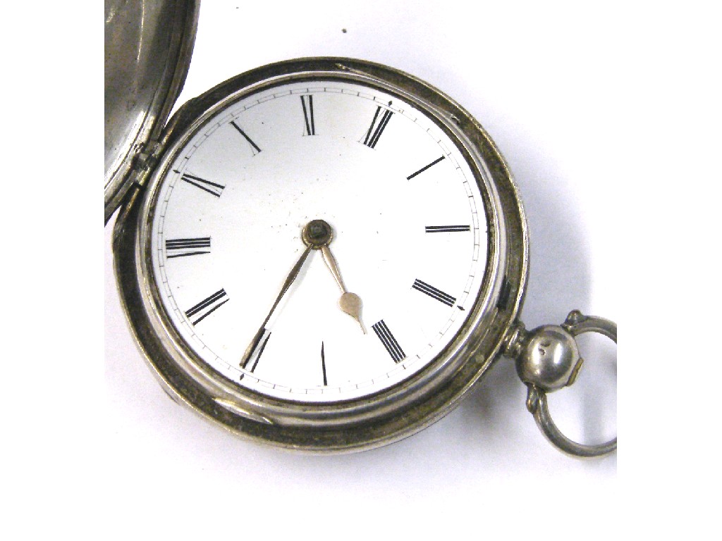 Appraisal: Silver fusee verge hunter pocket watch hallmarked London the movement