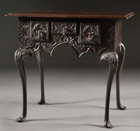 Appraisal: Queen Anne style carved oak lowboy late th century in