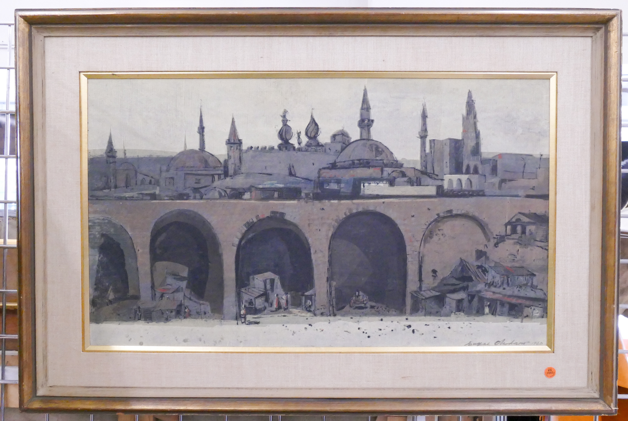 Appraisal: Midcentury Turkish Scene Print Framed- x ''