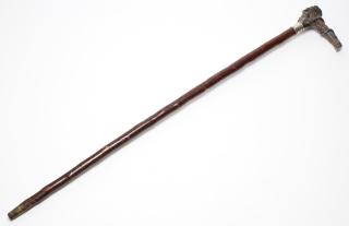 Appraisal: Victorian Silver Branchwood Walking Stick The snake-wrapped handle stamped Solid