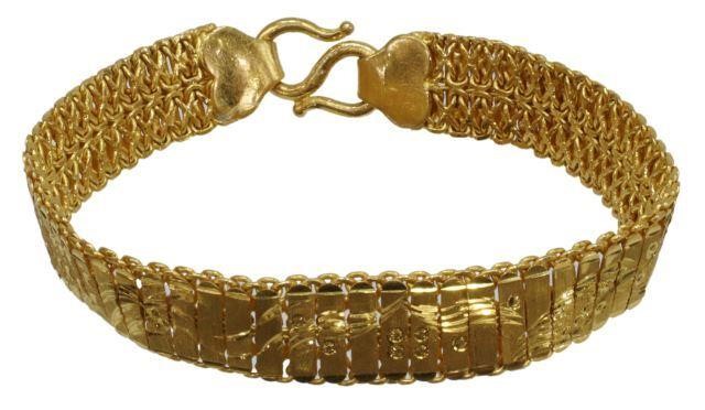 Appraisal: Asian - kt tested yellow gold bracelet likely Thailand articulated