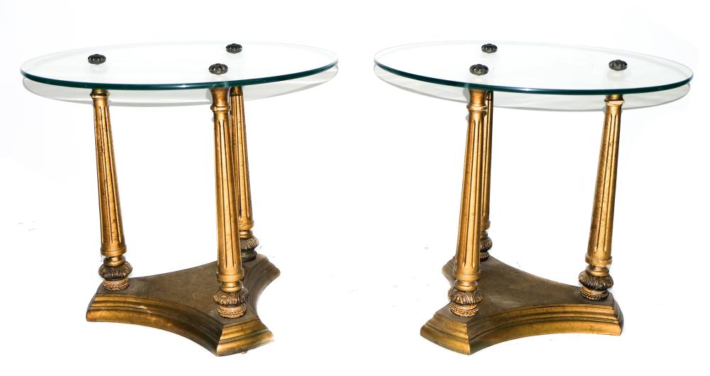 Appraisal: PAIR S HOLLYWOOD REGENCY SIDE TABLESPair of vintage Hollywood regency