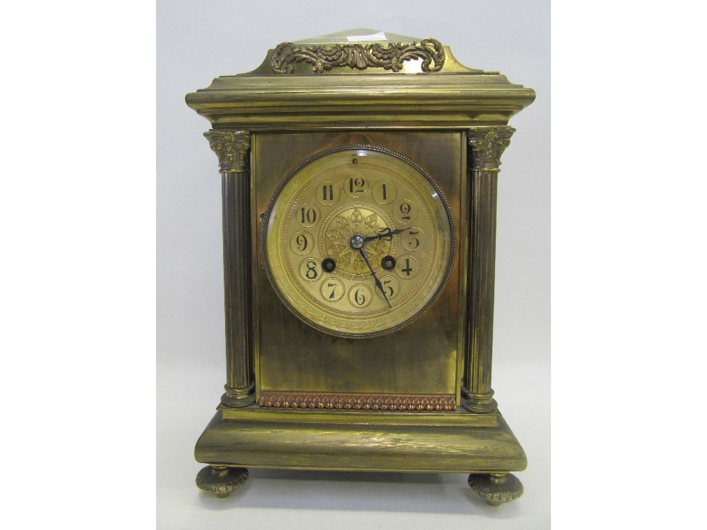 Appraisal: Edwardian brass mantel clock with gilt dial and Corinthian columns