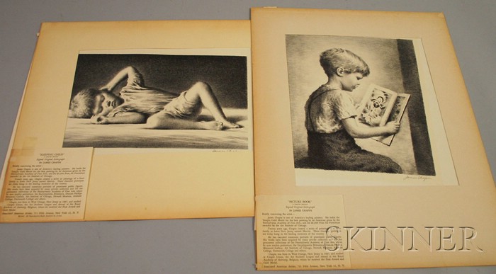 Appraisal: James Ormsbee Chapin American - Lot of Two Lithographs Sleeping